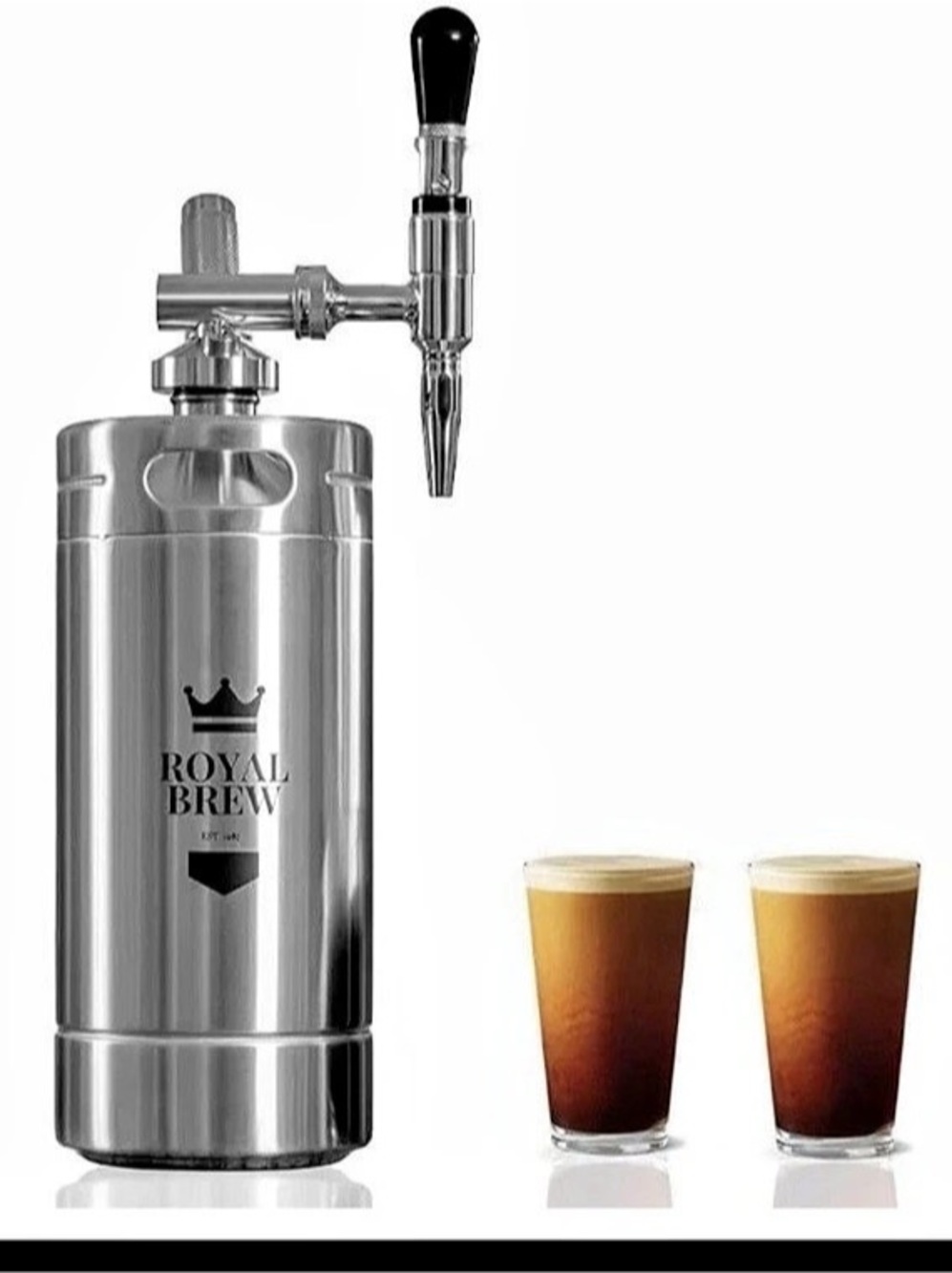 Royal Brew Nitro Cold Brew Coffee Maker 64 oz, Silver